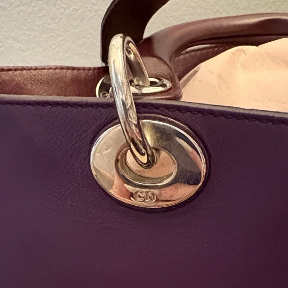 Beautiful Dior Tri-color Handbag with Crossbody Strap (medium) EUC with COA